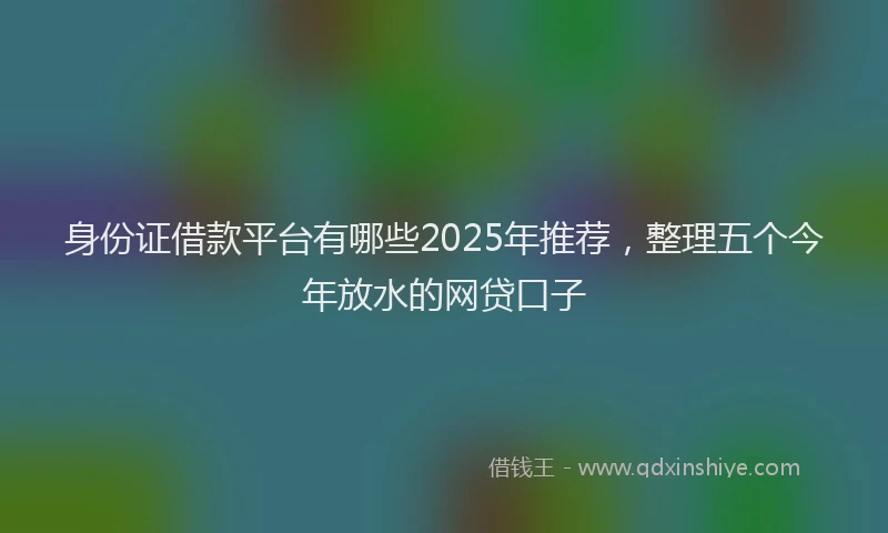 身份证借款平台有哪些2025年推荐，整理五个今年放水的网贷口子