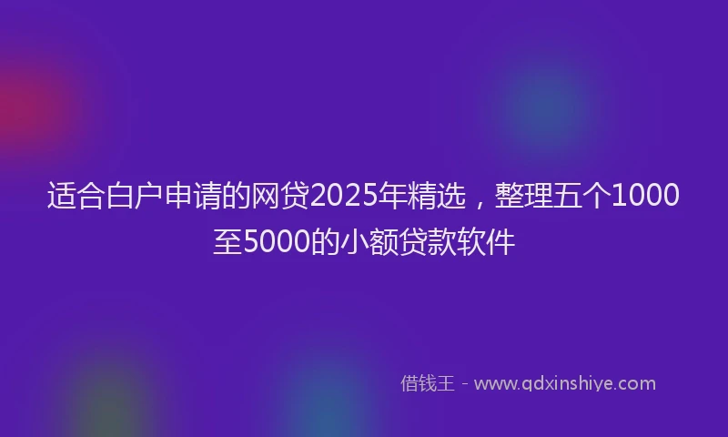 适合白户申请的网贷2025年精选，整理五个1000至5000的小额贷款软件