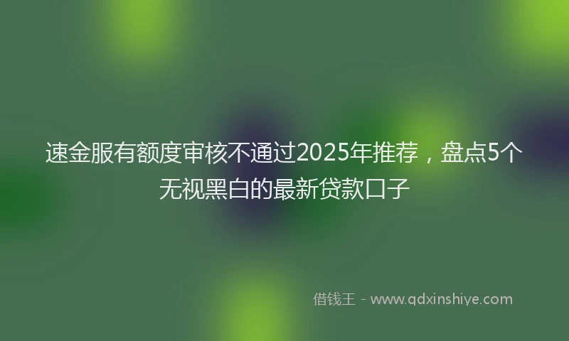 速金服有额度审核不通过2025年推荐，盘点5个无视黑白的最新贷款口子