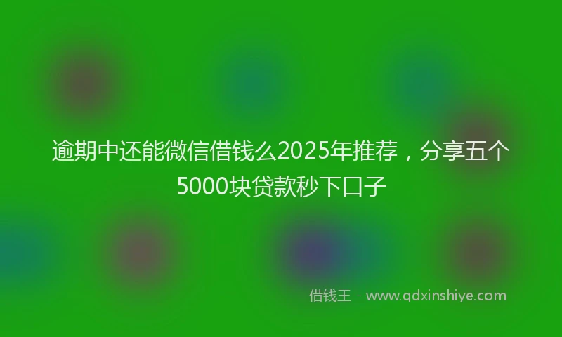 逾期中还能微信借钱么2025年推荐，分享五个5000块贷款秒下口子