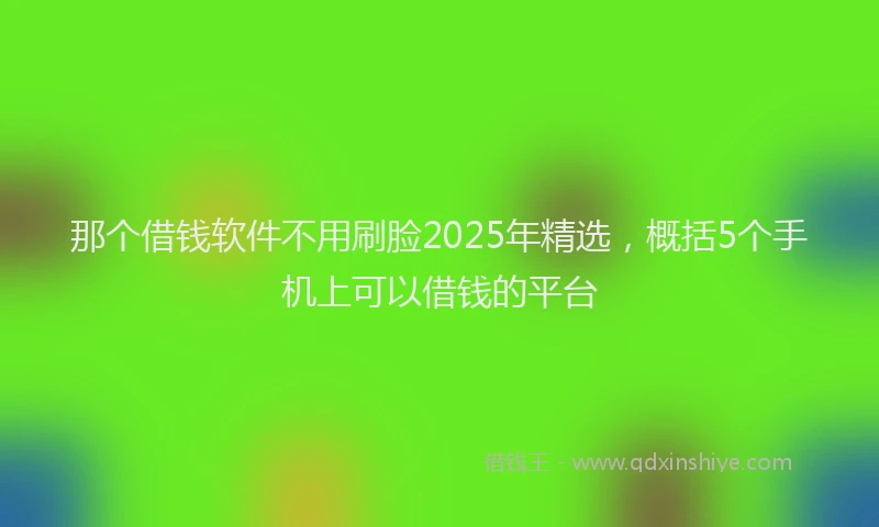 那个借钱软件不用刷脸2025年精选，概括5个手机上可以借钱的平台