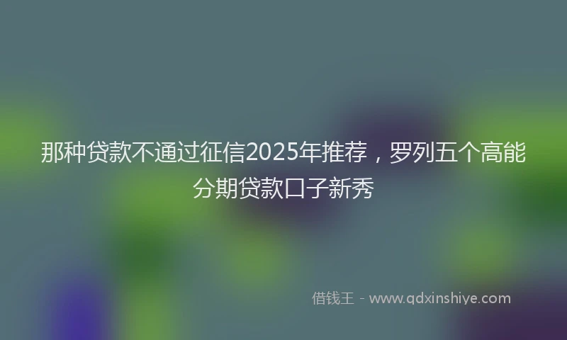那种贷款不通过征信2025年推荐，罗列五个高能分期贷款口子新秀