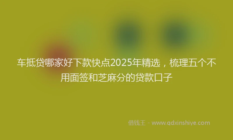 车抵贷哪家好下款快点2025年精选，梳理五个不用面签和芝麻分的贷款口子
