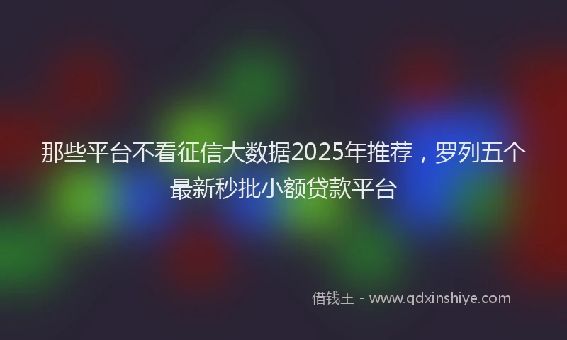 那些平台不看征信大数据2025年推荐，罗列五个最新秒批小额贷款平台