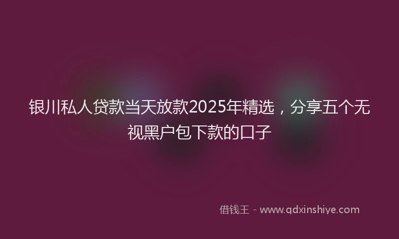 银川私人贷款当天放款2025年精选，分享五个无视黑户包下款的口子