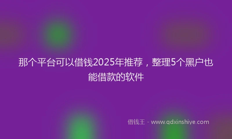 那个平台可以借钱2025年推荐，整理5个黑户也能借款的软件