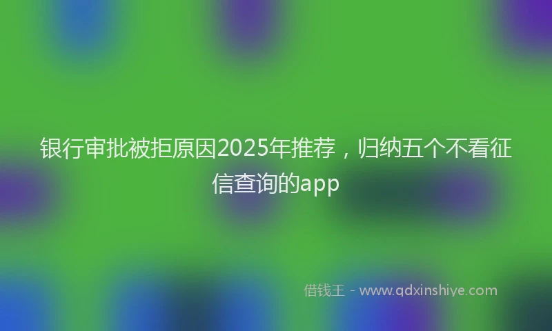 银行审批被拒原因2025年推荐，归纳五个不看征信查询的app