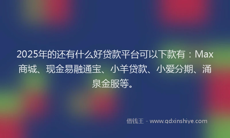 2025年的还有什么好贷款平台可以下款有：Max商城、现金易融通宝、小羊贷款、小爱分期、涌泉金服等。