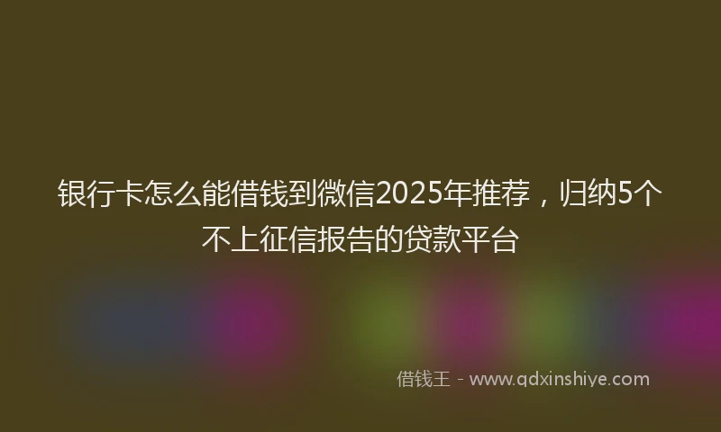 银行卡怎么能借钱到微信2025年推荐，归纳5个不上征信报告的贷款平台