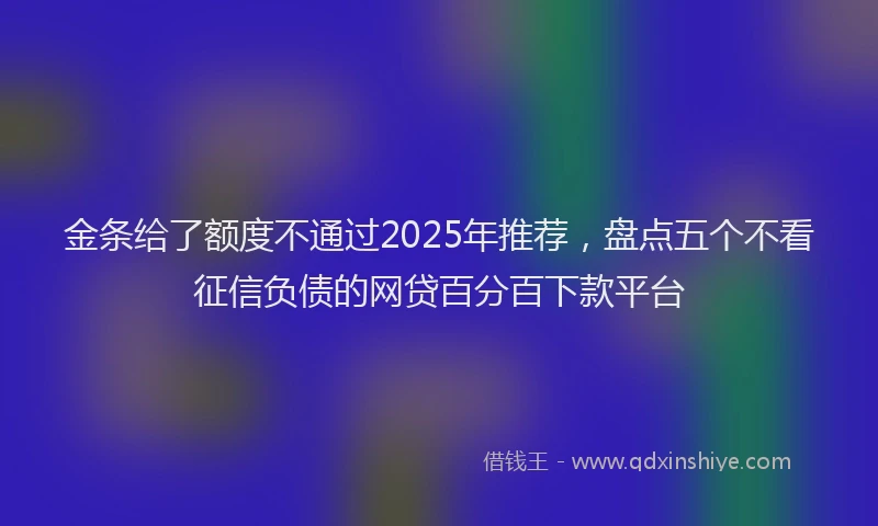 金条给了额度不通过2025年推荐，盘点五个不看征信负债的网贷百分百下款平台