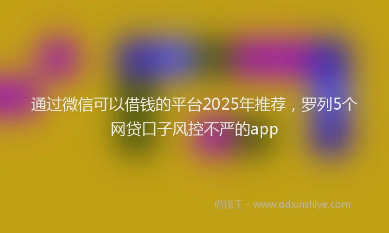 通过微信可以借钱的平台2025年推荐，罗列5个网贷口子风控不严的app