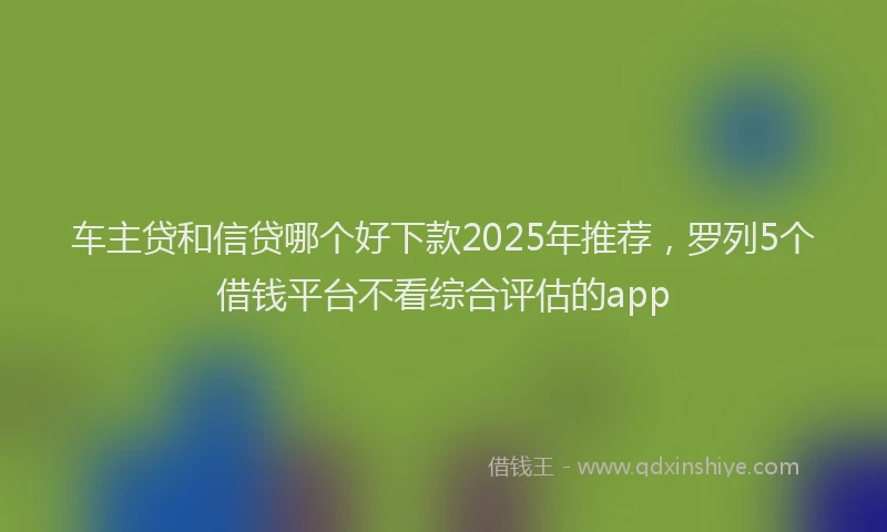 车主贷和信贷哪个好下款2025年推荐，罗列5个借钱平台不看综合评估的app
