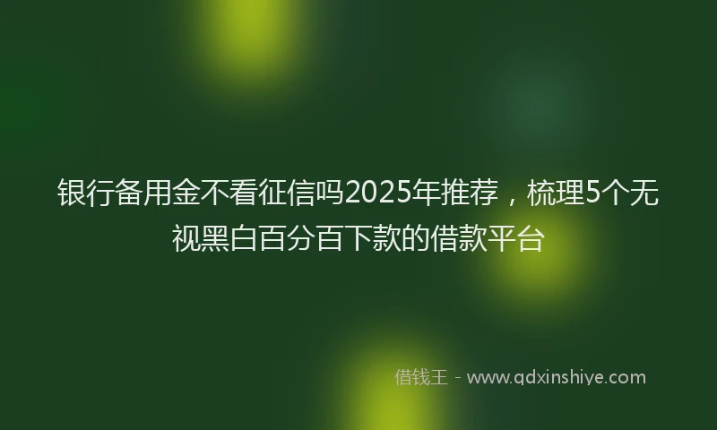 银行备用金不看征信吗2025年推荐，梳理5个无视黑白百分百下款的借款平台