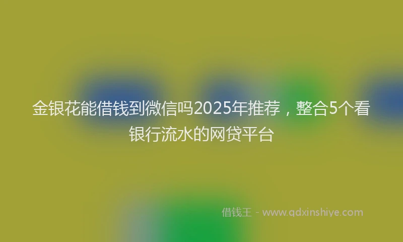 金银花能借钱到微信吗2025年推荐，整合5个看银行流水的网贷平台