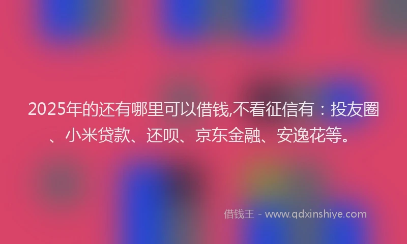 2025年的还有哪里可以借钱,不看征信有：投友圈、小米贷款、还呗、京东金融、安逸花等。