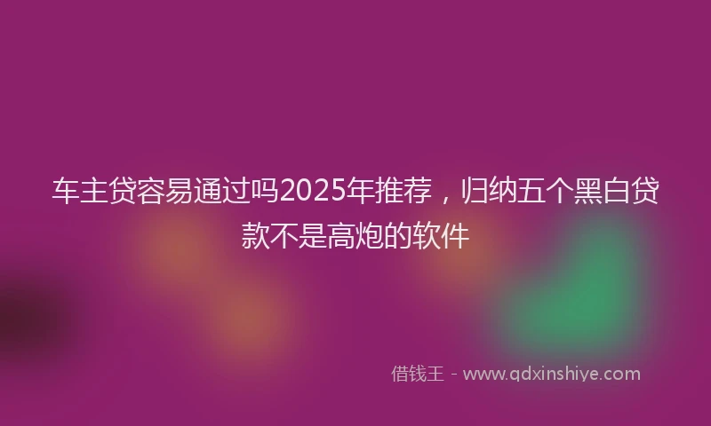 车主贷容易通过吗2025年推荐，归纳五个黑白贷款不是高炮的软件