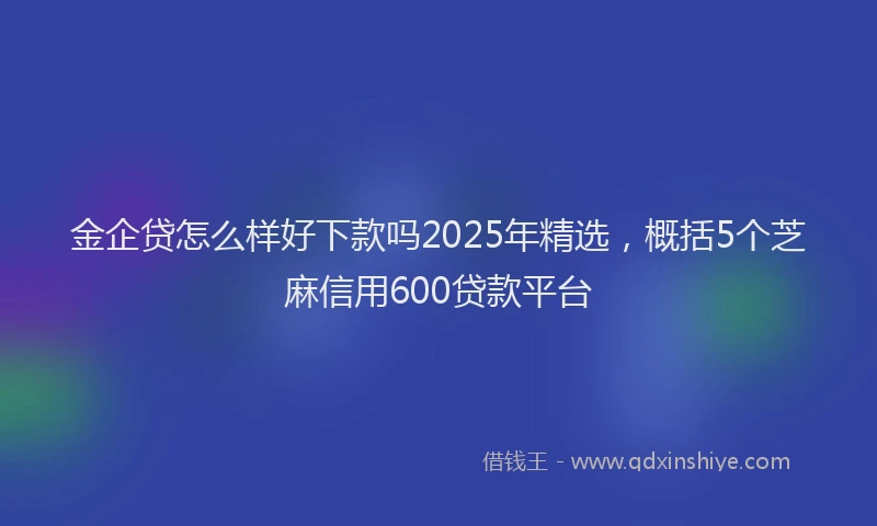 金企贷怎么样好下款吗2025年精选，概括5个芝麻信用600贷款平台