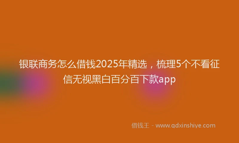 银联商务怎么借钱2025年精选，梳理5个不看征信无视黑白百分百下款app