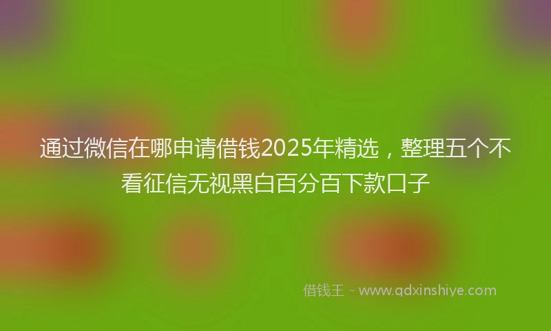 通过微信在哪申请借钱2025年精选，整理五个不看征信无视黑白百分百下款口子