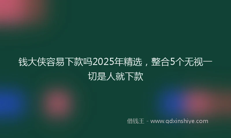 钱大侠容易下款吗2025年精选，整合5个无视一切是人就下款