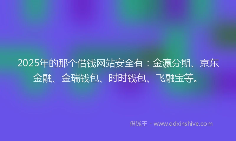 2025年的那个借钱网站安全有：金瀛分期、京东金融、金瑞钱包、时时钱包、飞融宝等。