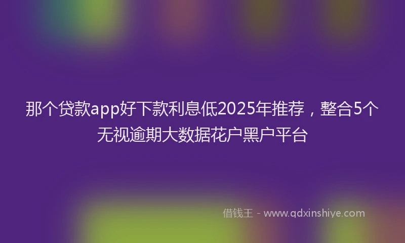 那个贷款app好下款利息低2025年推荐，整合5个无视逾期大数据花户黑户平台