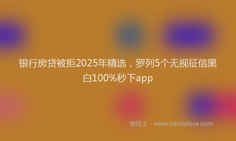 银行房贷被拒2025年精选，罗列5个无视征信黑白100%秒下app