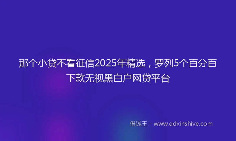 那个小贷不看征信2025年精选，罗列5个百分百下款无视黑白户网贷平台