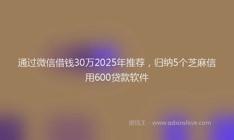 通过微信借钱30万2025年推荐，归纳5个芝麻信用600贷款软件