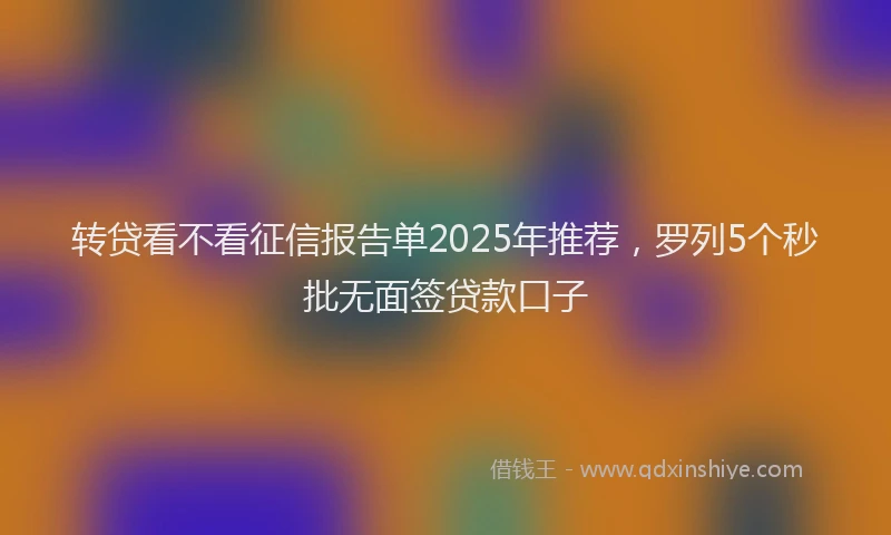 转贷看不看征信报告单2025年推荐，罗列5个秒批无面签贷款口子