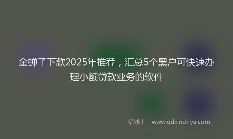 金蝉子下款2025年推荐，汇总5个黑户可快速办理小额贷款业务的软件