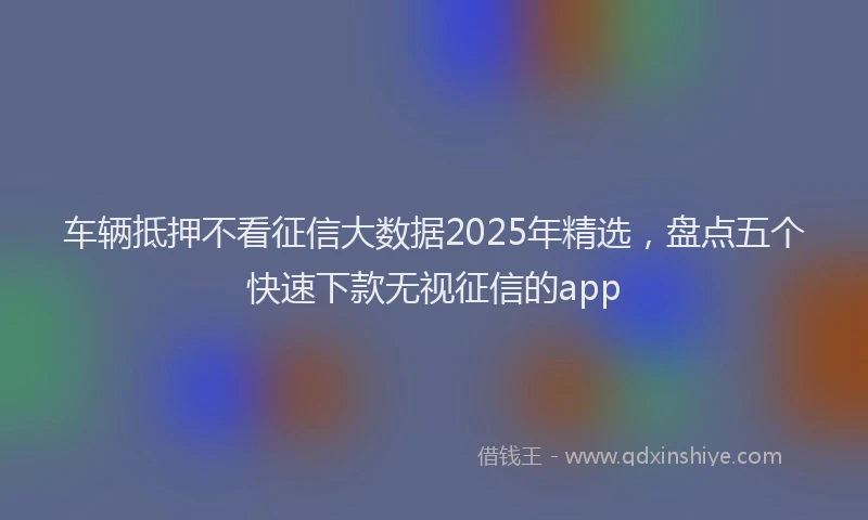 车辆抵押不看征信大数据2025年精选，盘点五个快速下款无视征信的app