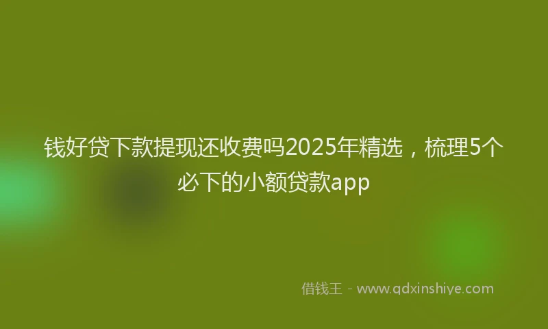 钱好贷下款提现还收费吗2025年精选，梳理5个必下的小额贷款app