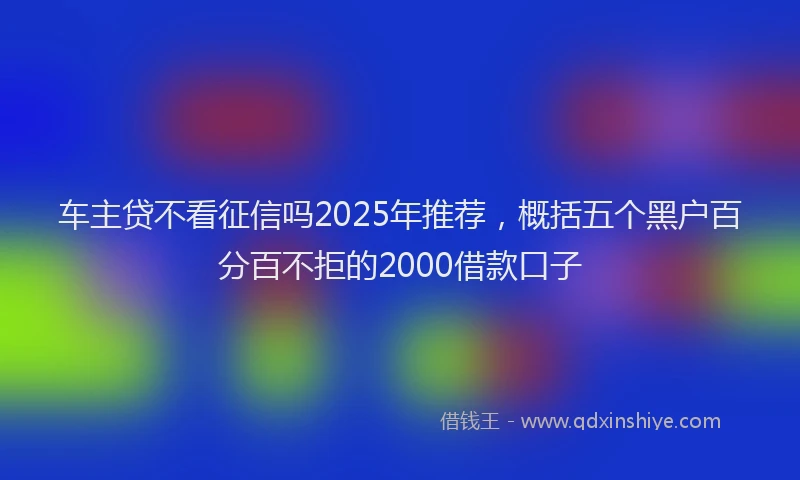 车主贷不看征信吗2025年推荐，概括五个黑户百分百不拒的2000借款口子