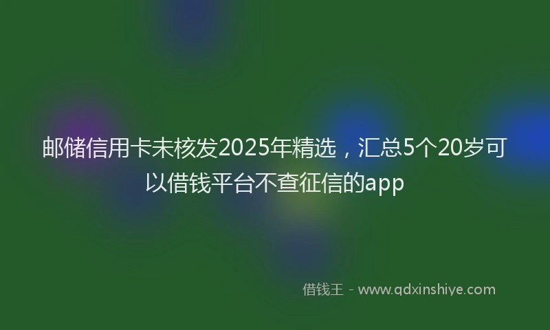邮储信用卡未核发2025年精选，汇总5个20岁可以借钱平台不查征信的app