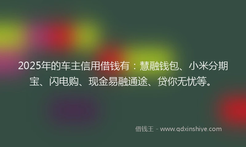 2025年的车主信用借钱有：慧融钱包、小米分期宝、闪电购、现金易融通途、贷你无忧等。