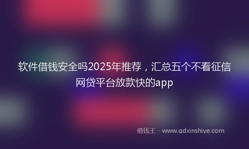 软件借钱安全吗2025年推荐，汇总五个不看征信网贷平台放款快的app