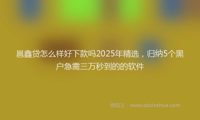 邕鑫贷怎么样好下款吗2025年精选，归纳5个黑户急需三万秒到的的软件
