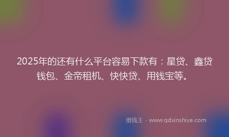 2025年的还有什么平台容易下款有：星贷、鑫贷钱包、金帝租机、快快贷、用钱宝等。