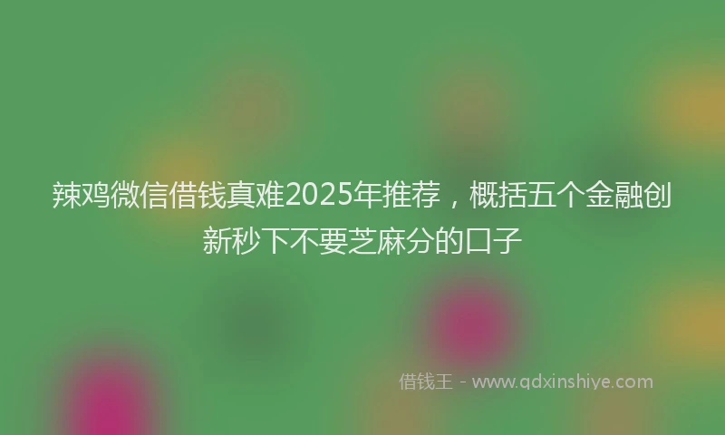 辣鸡微信借钱真难2025年推荐，概括五个金融创新秒下不要芝麻分的口子