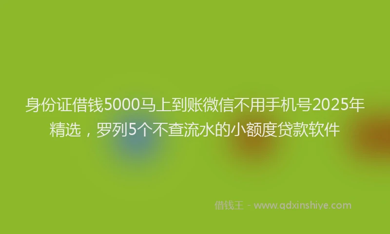 身份证借钱5000马上到账微信不用手机号2025年精选，罗列5个不查流水的小额度贷款软件