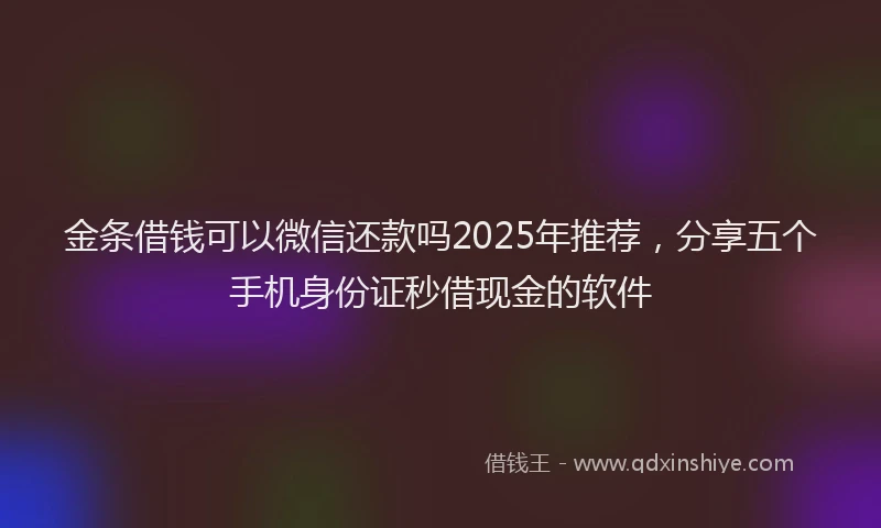 金条借钱可以微信还款吗2025年推荐，分享五个手机身份证秒借现金的软件