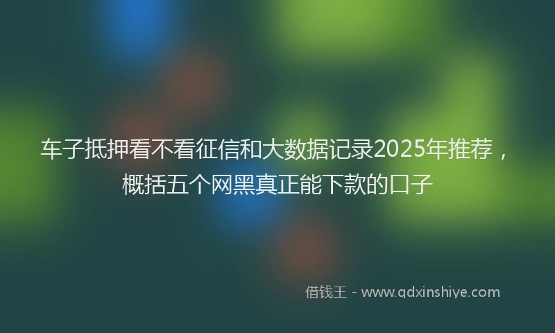 车子抵押看不看征信和大数据记录2025年推荐，概括五个网黑真正能下款的口子