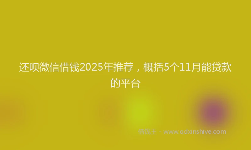 还呗微信借钱2025年推荐，概括5个11月能贷款的平台