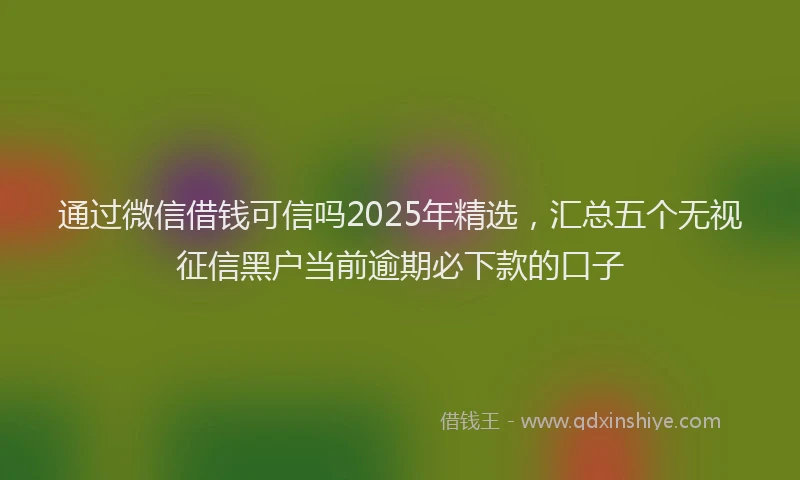 通过微信借钱可信吗2025年精选，汇总五个无视征信黑户当前逾期必下款的口子