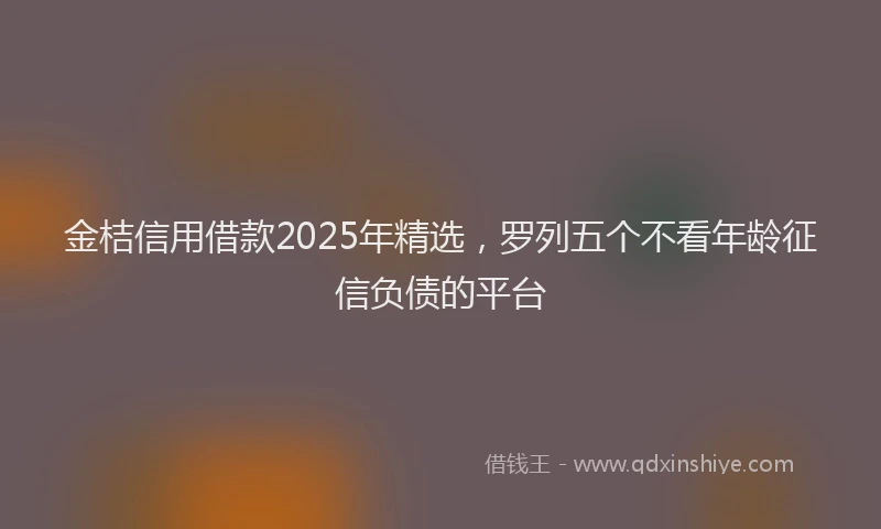 金桔信用借款2025年精选，罗列五个不看年龄征信负债的平台