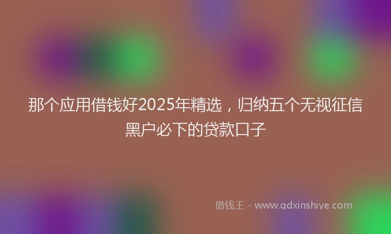 那个应用借钱好2025年精选，归纳五个无视征信黑户必下的贷款口子