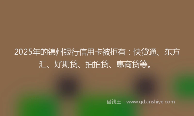 2025年的锦州银行信用卡被拒有：快贷通、东方汇、好期贷、拍拍贷、惠商贷等。