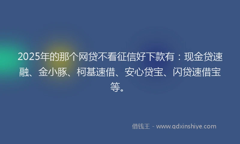 2025年的那个网贷不看征信好下款有：现金贷速融、金小豚、柯基速借、安心贷宝、闪贷速借宝等。