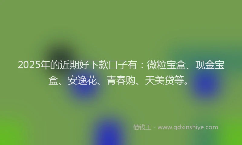 2025年的近期好下款口子有：微粒宝盒、现金宝盒、安逸花、青春购、天美贷等。